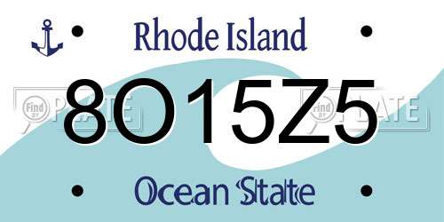 8O15Z5 Rhode Island License Plate