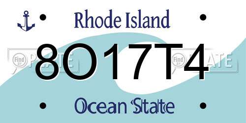 8O17T4 Rhode Island License Plate
