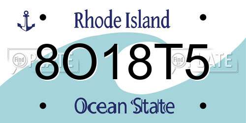 8O18T5 Rhode Island License Plate