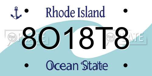 8O18T8 Rhode Island License Plate