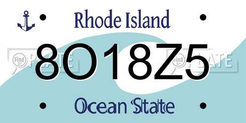 8O18Z5 Rhode Island License Plate