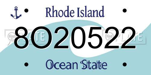 8O20522 Rhode Island License Plate