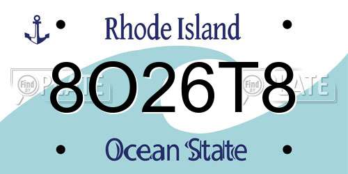 8O26T8 Rhode Island License Plate