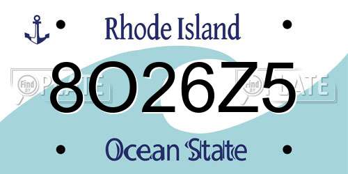 8O26Z5 Rhode Island License Plate
