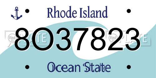 8O37823 Rhode Island License Plate