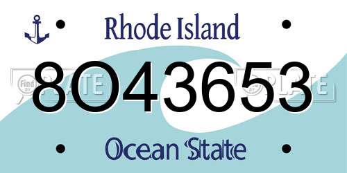 8O43653 Rhode Island License Plate
