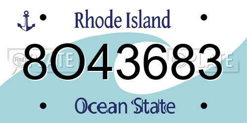 8O43683 Rhode Island License Plate