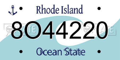 8O44220 Rhode Island License Plate
