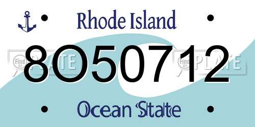 8O50712 Rhode Island License Plate