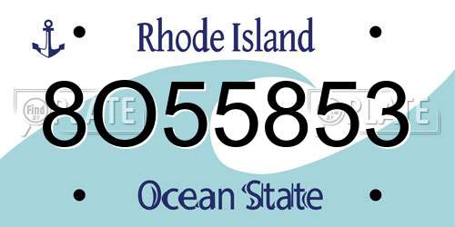 8O55853 Rhode Island License Plate