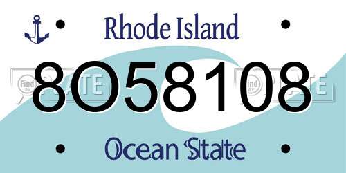 8O58108 Rhode Island License Plate