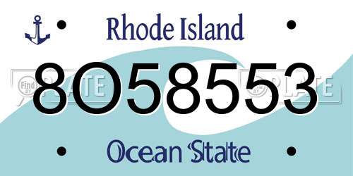 8O58553 Rhode Island License Plate
