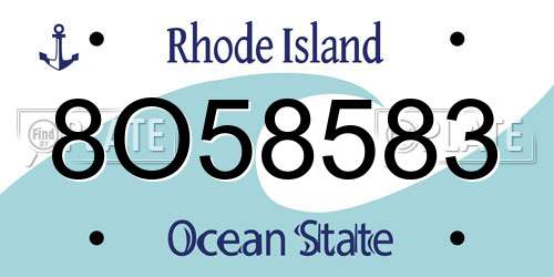 8O58583 Rhode Island License Plate