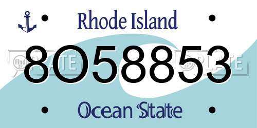 8O58853 Rhode Island License Plate