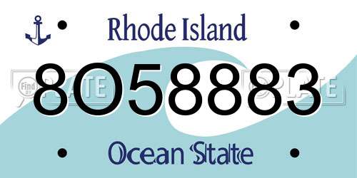 8O58883 Rhode Island License Plate