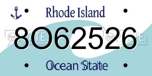 8O62526 Rhode Island License Plate