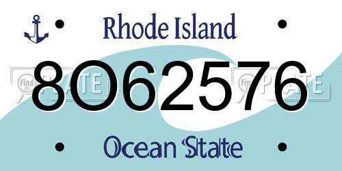 8O62576 Rhode Island License Plate