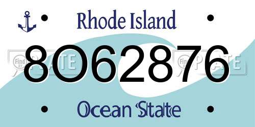 8O62876 Rhode Island License Plate