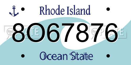 8O67876 Rhode Island License Plate