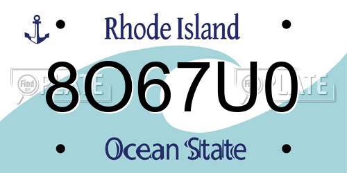 8O67U0 Rhode Island License Plate