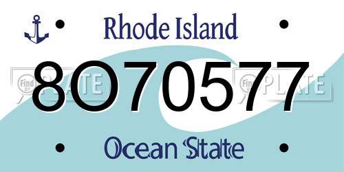 8O70577 Rhode Island License Plate