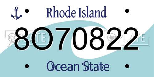 8O70822 Rhode Island License Plate