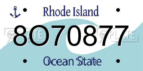 8O70877 Rhode Island License Plate