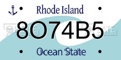 8O74B5 Rhode Island License Plate