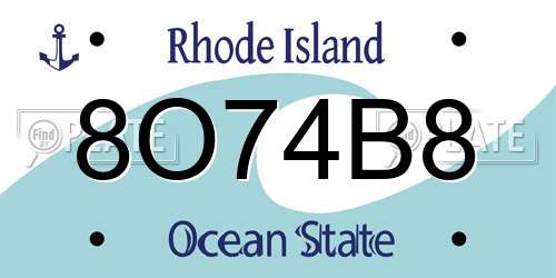 8O74B8 Rhode Island License Plate