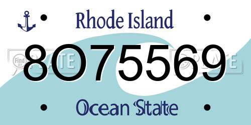 8O75569 Rhode Island License Plate