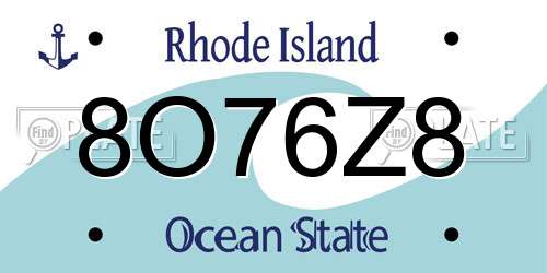8O76Z8 Rhode Island License Plate