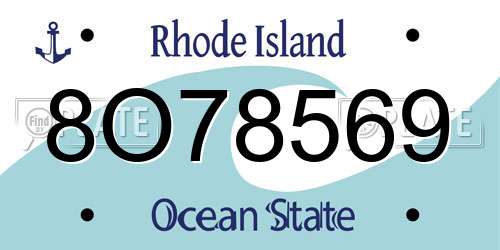 8O78569 Rhode Island License Plate