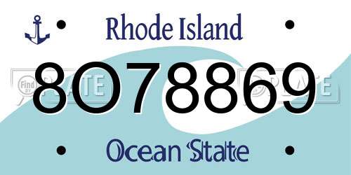 8O78869 Rhode Island License Plate
