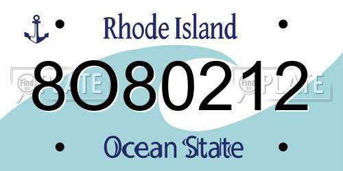 8O80212 Rhode Island License Plate