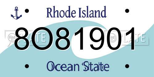 8O81901 Rhode Island License Plate