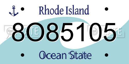8O85105 Rhode Island License Plate