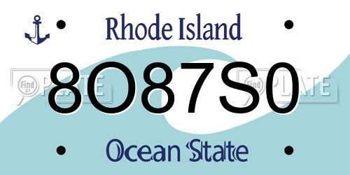 8O87S0 Rhode Island License Plate