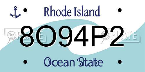 8O94P2 Rhode Island License Plate