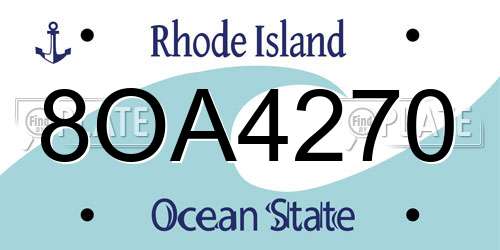 8OA4270 Rhode Island License Plate