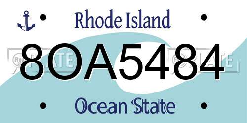 8OA5484 Rhode Island License Plate