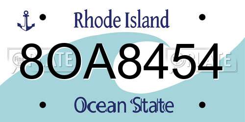 8OA8454 Rhode Island License Plate