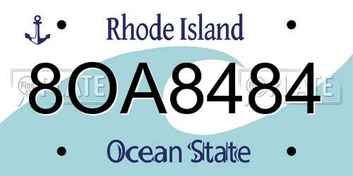8OA8484 Rhode Island License Plate