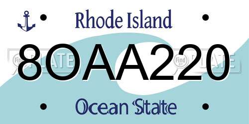 8OAA220 Rhode Island License Plate