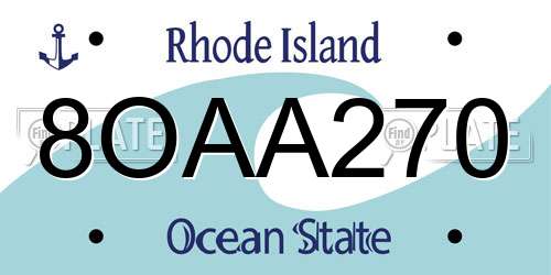 8OAA270 Rhode Island License Plate