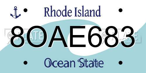 8OAE683 Rhode Island License Plate