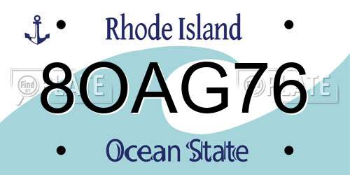 8OAG76 Rhode Island License Plate