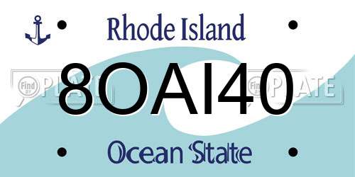 8OAI40 Rhode Island License Plate