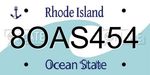8OAS454 Rhode Island License Plate