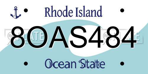 8OAS484 Rhode Island License Plate