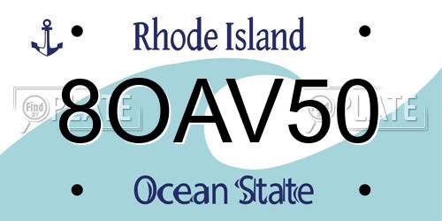 8OAV50 Rhode Island License Plate